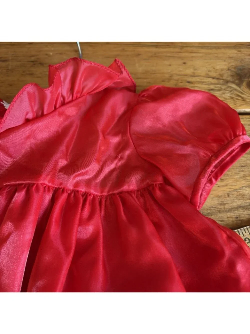 VTG Red White Lace Tiered Full Circle Pageant Ruffle Dress 24M Lace Me Fancy